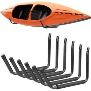 imageTORACK Kayak Storage Rack Kayak Wall Mount for Garage IndoorOutdoor Lightweight Kayaks Holders for Surfboards Skis Snowboards Paddle Boards Holds Up to 50 lbsPack of 46pack for 3 kayaks