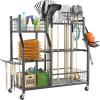 imageTORACK Garden Tool Organizer with Wheels Rakes Shovels Yard Tools Stand for Garage Shed Garden IndoorOutdoor LongHandled Tools CartTool Stand with Extra Shelves