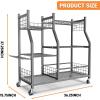 imageTORACK Garden Tool Organizer with Wheels Rakes Shovels Yard Tools Stand for Garage Shed Garden IndoorOutdoor LongHandled Tools CartTool Stand with Extra Shelves