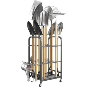 imageTORACK Garden Tool Organizer with Wheels Rakes Shovels Yard Tools Stand for Garage Shed Garden IndoorOutdoor LongHandled Tools CartTool Stand
