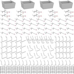 imageTORACK 188 PCS Pegboard Accessories Kit with Hooks Bins and Peg Locks Pegboard Hook for 14 Pegboards Tool Organizer for Garage Workshop Craft Room