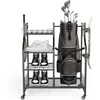 image:imageTORACK Golf Bag Storage for Garage Rolling Golf Bag Stand Golf Equipment amp Accessories Storage Rack with ShelvesBlack