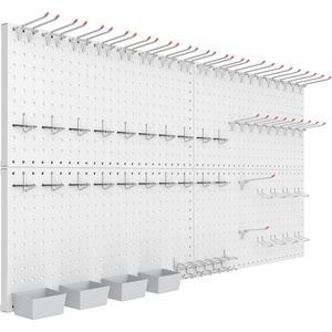 image:imageTORACK Garage Tools Organizer Boards Kit with Hooks Modular WallMounted Tool Storage Pegboard for WorkbenchBlack 4 Panels with HooksGray