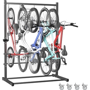 image:imageTORACK Garage Freestanding Hanging Bike Stand with Wheels Heavy Duty Rolling 5 Bikes Vertical Bike Storage Stand Floor Bike Storage Rackfor 5 BikesBike stand for 5 bikes