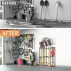 image:imageTORACK Garden Tool Stand with Wheels Rakes Shovels Holder Yard Tools Organizer for Garage Garden Shed IndoorOutdoor LongHandled Tools CartTool stand with side shelvesTool stand