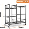 image:imageTORACK Garden Tool Stand with Wheels Rakes Shovels Holder Yard Tools Organizer for Garage Garden Shed IndoorOutdoor LongHandled Tools CartTool stand with side shelvesTool stand with side shelves